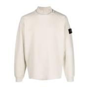 Hvide Sweaters med Kontraststrikket Krave