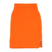 Orange polyester mini nederdel