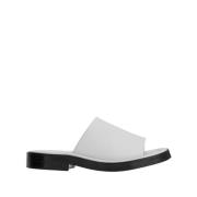 Hvide Læder Slide Sandaler
