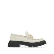 Hvide Gancini-Plaque Læder Loafers