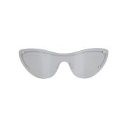 Sølv Cat-Eye Solbriller med Spejlede Linser