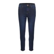 Mørkeblå Slim Fit High Waist Jeans