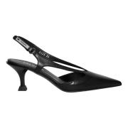 Elegante sorte læder slingback sandaler