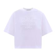 Hvid SS23 Crop Fit T-Shirt med Maxi Præget Logo