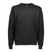 C0P1026 Crewneck Sweater med Patches, Sort Farve