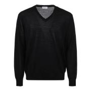 Sort V-hals Pullover Sweater