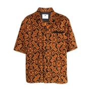 Orange Oriental Håndklæde-Print Skjorte