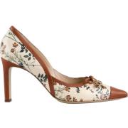 Blomsterprint Pumps i Beige/Brunt