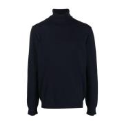Blå Cashmere Rullekrave Sweater