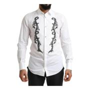Hvid Barok Detalje Slim Fit Skjorte