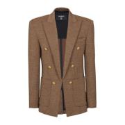 6-button houndstooth wool jacket