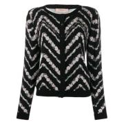 Chevron Blomstret Motiv Cardigan