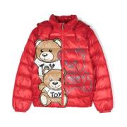 Rød Unisex Hættetrøje med Teddybjørnsmønster