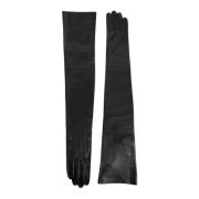 Sorte Lange Handsker - 100% Læder