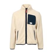 Beige Faux Sheepskin Windbreaker Jakke