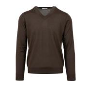 Brun Uld V-Hals Sweater