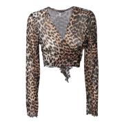 Leopard Print Cropped Bluse