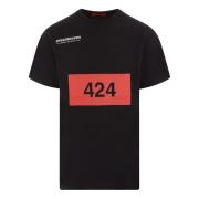 Sort T-shirt med 424 Box Logo Print
