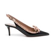 Sort Patentlæder Rockstud Slingback Hæle