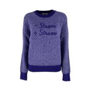 Lilla Spotted Sweater med Tekst - Stress + Rhinestones