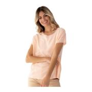 Bredstrikket T-shirt i Pink Silke