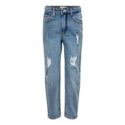 Ripped Jeans i Blå Denim