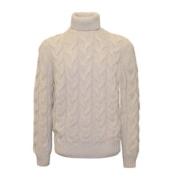 Beige Air Wool Sweater med Cable Knit