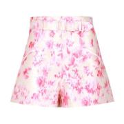 Satin Shorts med Abstrakt Print