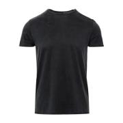 Sort Bomuld T-shirt med Crew Neck