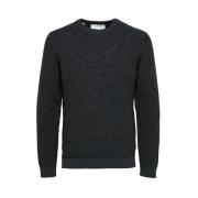 Blå Strikket Bubble Crew Neck