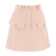 Tweed Mini Nederdel med Vestligt Inspireret Detaljer