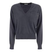 Cashmere Sweater med Lomme, Klassisk Design