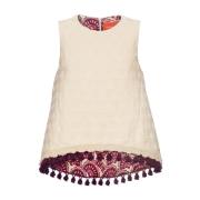 Cremet Jacquard Asymmetrisk Top