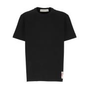 Sort bomulds T-shirt med logo patch