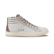 Hvide høje sneakers med beige detaljer