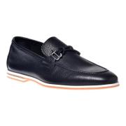 Loafer in dark blue tumbled leather