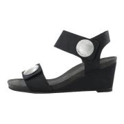 Klassisk Sort Velcro Button Sandal