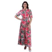 Almindelig lang chemisier-kjole med blomstermønster - FS24SD3005W412N4