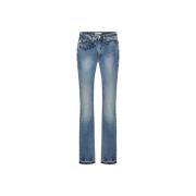 Flared Bootcut Denim Bukser med Broderede Detaljer