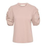 Vævet Trim Tshirt Top Dusty Blush