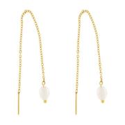 Joy Waterproof Simple Chain Pearl Earring 18K Gold Plating