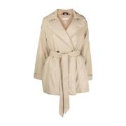 Beige Polstret Peacoat Trench Coat