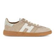 Beige Suede Low-Top Sneakers til Kvinder