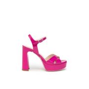 Patent Sandal i Fuchsia Farve