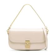 Beige Læder Crossbody Taske