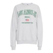 Hvid Melange Sweatshirt med Cool Print