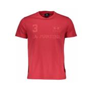 Rød Bomuld T-Shirt, Kort Ærme, Crew Neck, Print, Logo