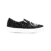 Sort Paillet Slip-On Sneakers