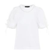 Perle Beaded Tulle Overlay T-Shirt