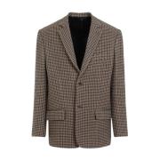 Houndstooth Jakke i Beige Brun